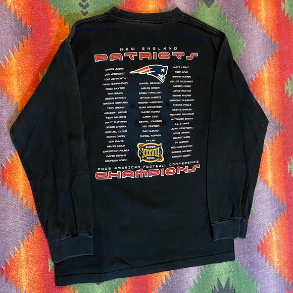 VINTAGE PATRIOTS TOM BRADY SUPER BOWL LONGSLEEVE SHIRT GREAT CONDITION BLACK - Picture 5 of 6